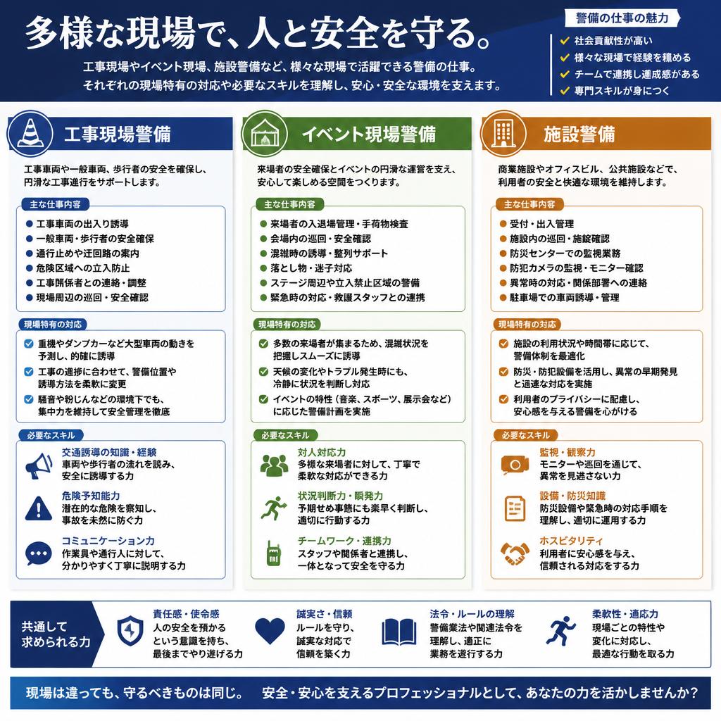 現場ごとの仕事内容