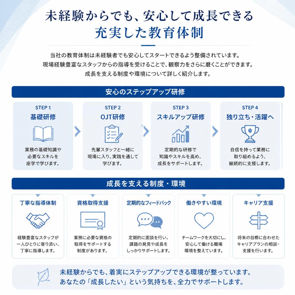成長できる環境：未経験でも安心の教育体制