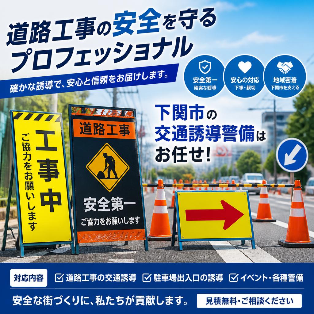 【下関市の建設会社様へ】道路工事で交通誘導警備が重要な理由｜安全・工期・近隣対応を支える警備会社【下関市 警備会社】