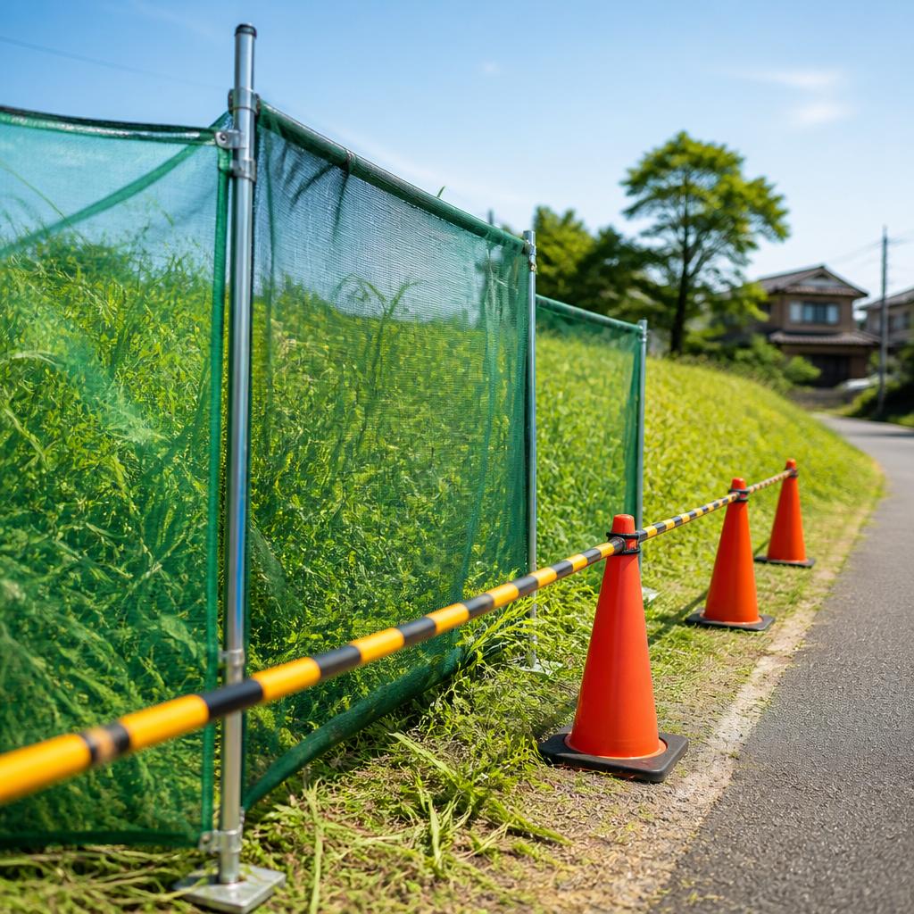 下関市の交通誘導警備会社｜草刈り工事で小石・刈草の飛散から歩行者や車両を守る安全管理