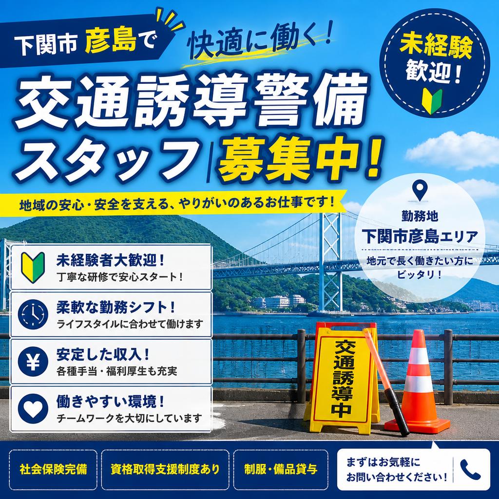 下関市彦島で快適に働く！未経験歓迎の交通誘導警備スタッフ、募集中！