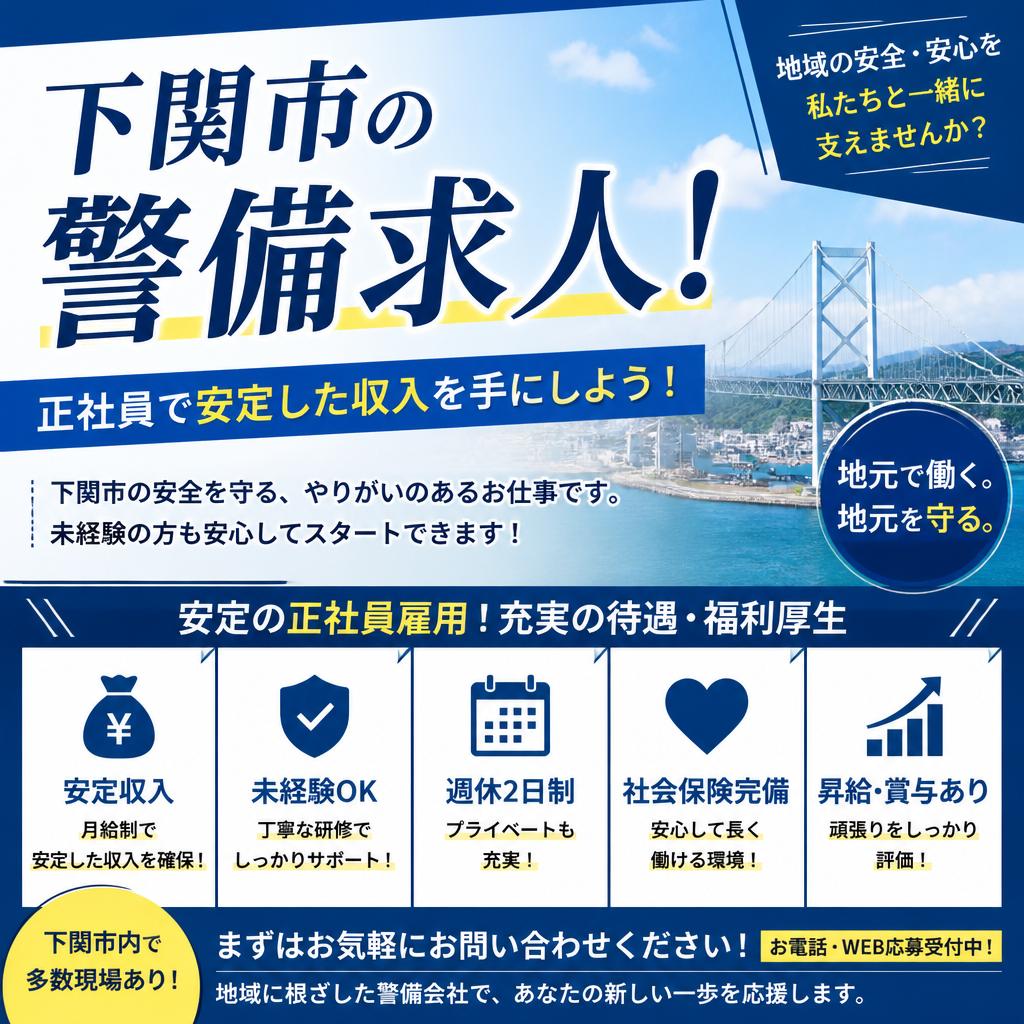 下関市の警備求人！正社員で安定した収入を手にしよう！