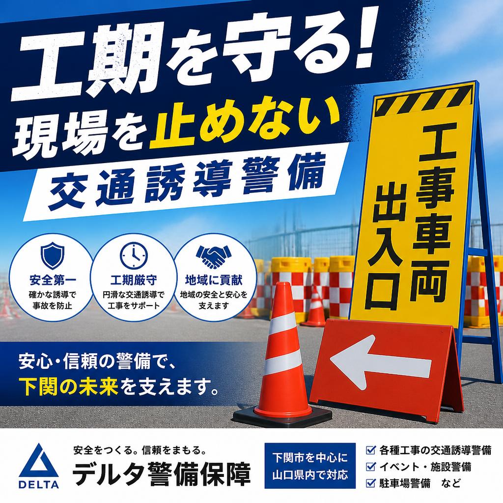 工期を守る! 現場を止めない交通誘導警備｜下関市のデルタ警備保障