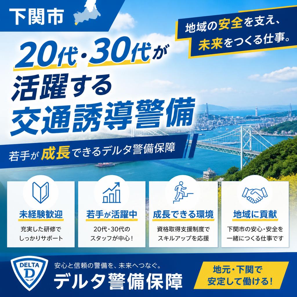 【下関市】20代・30代が活躍する交通誘導警備｜若手が成長できるデルタ警備保障