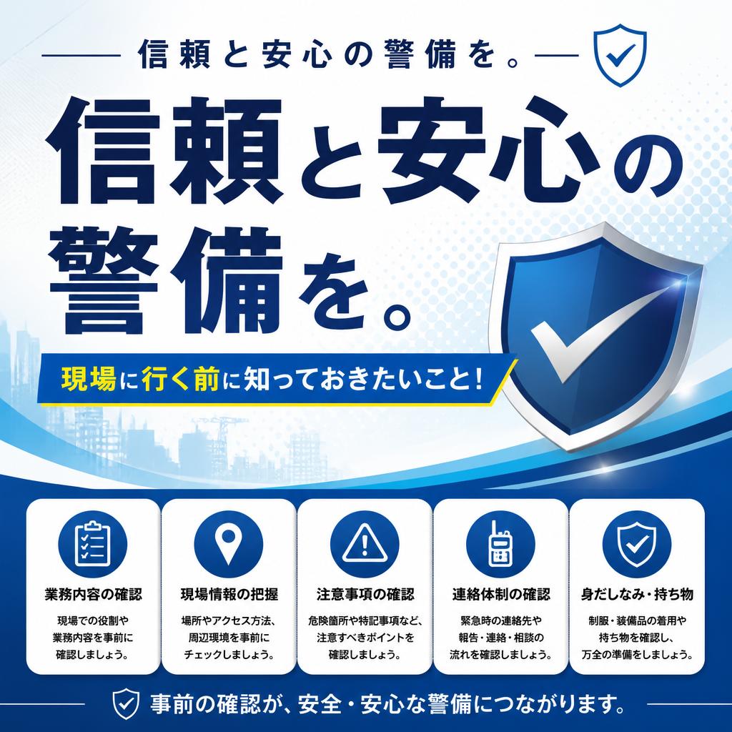 信頼と安心の警備を。現場に行く前に知っておきたいこと！